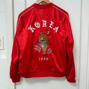 Forever 21 Korea Embroidered Satin Jacket